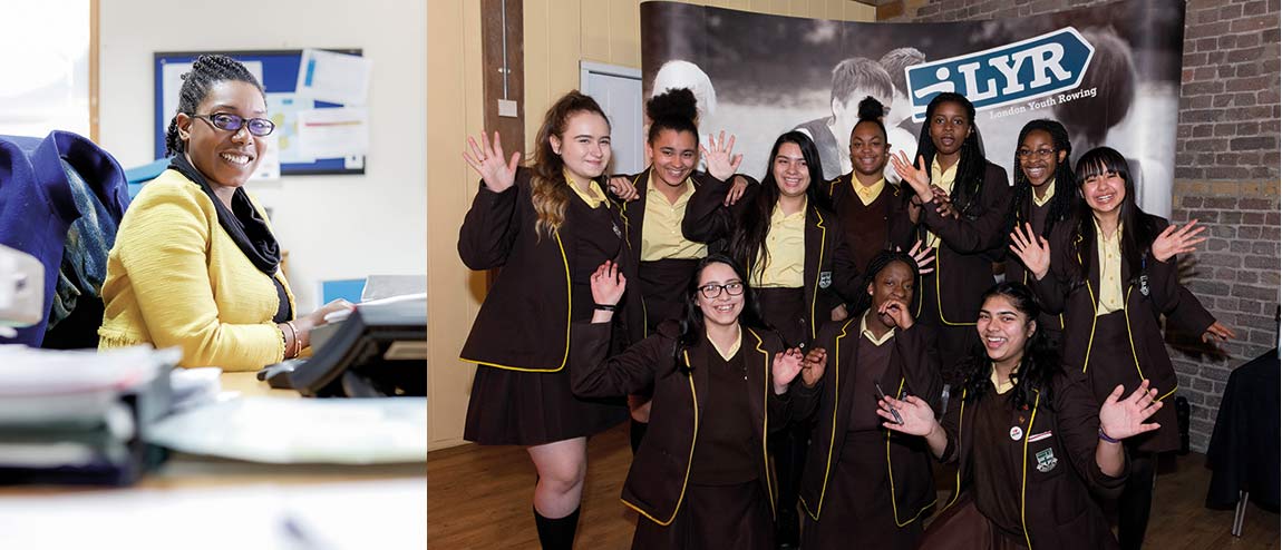 Images: Left: Our annual employee survey showed improved levels of staff engagement. Right: Graduation for pupils from St Angela's Ursuline School who we worked with as part of the London Youth Rowing Breaking Barriers Programme.