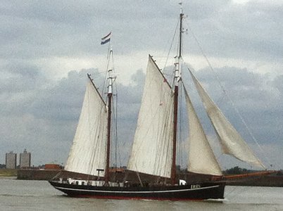 Another sail Greenwich vessel, Iris, leaving under sail