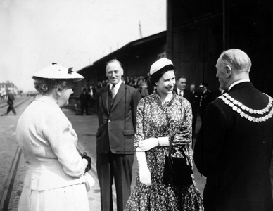 The Queen at the Royal Albert Dock London. (AP Photo by kind permission of the Press Association)